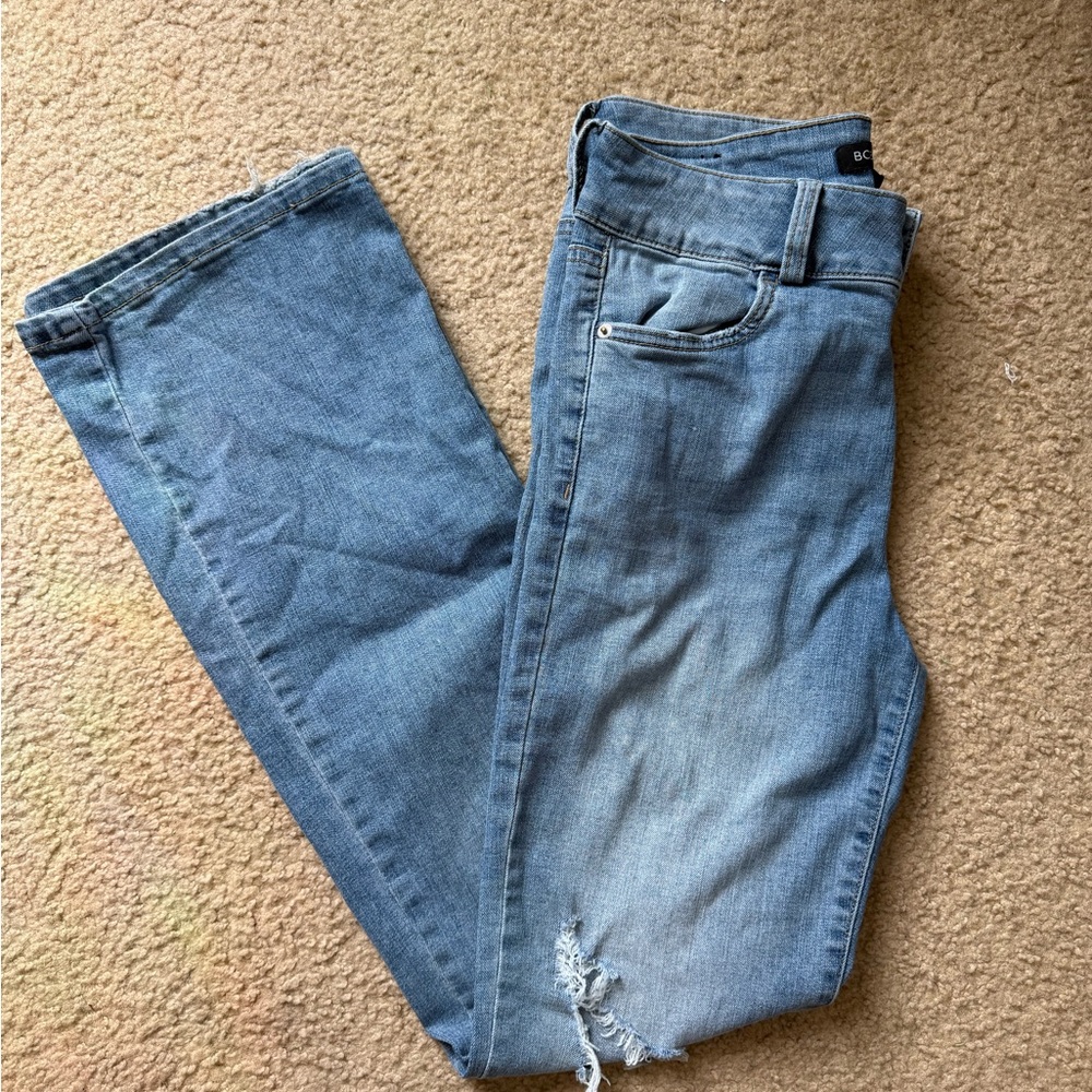 OPEN TO OFFERS!!! Light Blue Bootcut Jeans with Distressed Hem